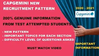 CAPGEMINI TEST PATTERN |TOPICS | QUESTIONS | DIFFICULTY LEVEL | 2020-2021 | ENGLISH | MAHESH GANJI