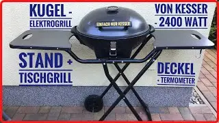 Elektrogrill testen von Kesser  2 in 1 Tischgrill - Standgrill / 2400 Watt Deckel und Termometer