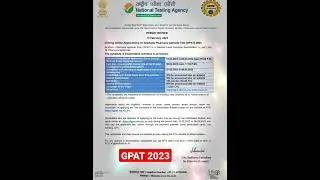 #GPAT 2023 Notification #nta apply online  