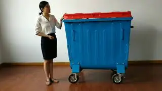 1100L-4 flat plastic lid galvanized steel waste bin