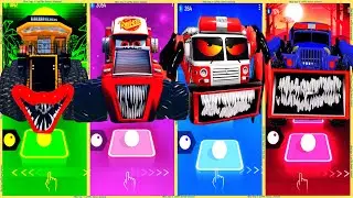 coffin dance - Police Truck Eater 🆚 Dump Truck 🆚 Fire Truck Eater 🆚 Mack Truck Trailer | Tiles HOP❗🚒