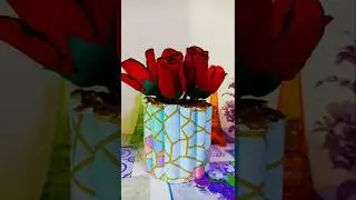 diy flower vase from waste Card board roll!how to reuse cardboard roll!#diy #craft #flowervase
