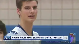 Teen saved by coach, AED back in the game