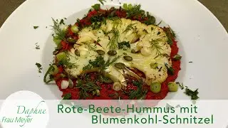 Rote-Beete-Hummus mit Blumenkohl-Schnitzel #kichererbsen #rotebeete ##blumenkohl