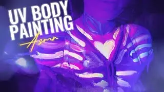 UV Skeleton Body Paint ASMR | Glowing Ribcage Art | Blacklight Body Painting in Meditation Hall 🌈 