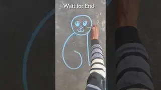 easy cat drawing with chalk ।। easy cat drawing #shorts #drawing