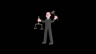 3D Cartoon Male Judge Character Turntable | Justice Scale & Gavel Pose