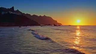 Ocean sunset drone footage