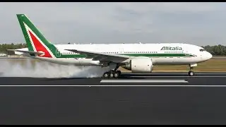 How Pro Pilots Land: Alitalia Boeing 777 Smooth Touchdown at LEBB