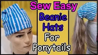 How to sew a ponytail beanie hat. One cut fabric.No pattern needed. Quick easy DIY hat under 10 min.