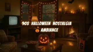 90s Halloween Nostalgia 🎃 Ambience | Cozy Vintage Living Room, Trick-or-Treat Night, Fireplace