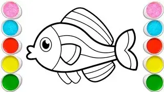 How to drow cute fish easy drawing colouring for kids 