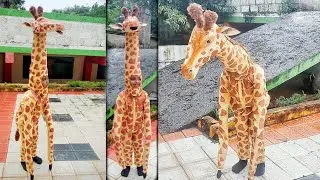 how to make giraffe costume#fancydress ,how to make animal costume in paper