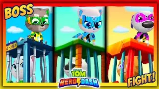 Talking Tom Hero Dash Boss Fight - Hero Tom, Hero Angela, Hero Hank, Fight The 3 World Boss Raccoons