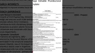 Free 3-Page Editable Academic CV Template for Word#resume