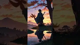 Tranquil Samurai at Aesthetic Sunset #anime #samurai #tranding #reels #ghibli
