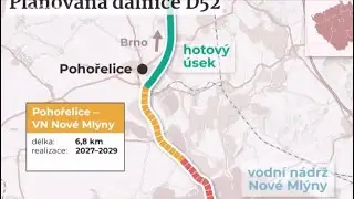 Pl&aacute;novan&aacute; trasa d&aacute;lnice D52  15.9.2025 tv nova