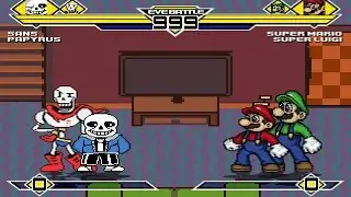 Sans & Papyrus vs Super Mario & Super Luigi MUGEN Battle!!!