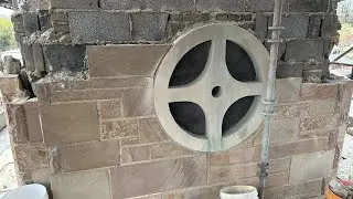 Pt1 natural stone demo work on the Church Bell towers, scaffolding is 80ft high#construction #work