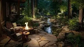 Nighttime Nature Sounds:Where Time Stops Calm Stream and Fireplace for a Peaceful Sleep