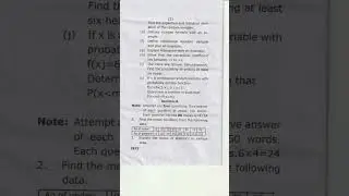 M.Sc. Math 2nd Sem. Paper -04 pre. year paper (Elementary Statistics )2024 Awadh University ayudhya