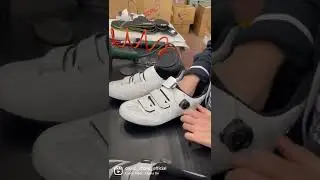 Last steps of preparing Crono cycling shoes (all handmade in Italy!)