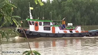 River Boat Traffic, Surat Thani Thailand, South Thailand Longtail and Tug Boat Watching.