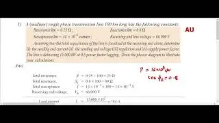 Medium transmission line based problem- Anna University solved problem