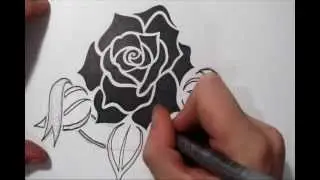 Drawing a Memorial Tattoo Design Idea - Tribal Rose and Banner