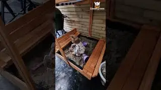 Viking Choice wooden sandbox / sandpit with roof and benches - 140x140 cm, perfect for outdoor play!