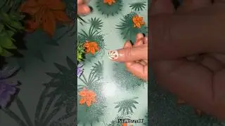 💅Nail art design orange 🍊 and green colour, beautiful design#simplenails#naildesign#nails#viral
