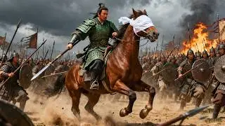 War Movie! Numerous arrows scare off warhorse; general covers its eyes, breaking through the siege!