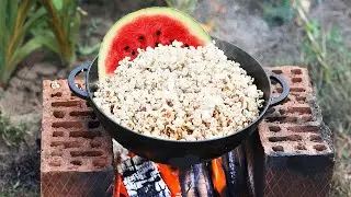 1 kg of popcorn against hot oil + WATERMELON🍿😱