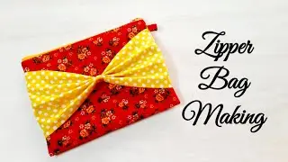 Big Bow Zipper Wallet/ How to Sew a Zipper Bag/ Easy Zipper bag Tutorial/ Cloth Bag Reuse Ideas