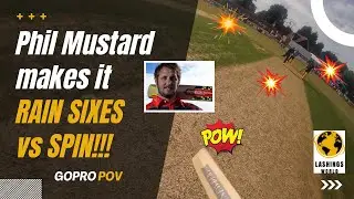 GoPro POV cricket batting camera - Phil Mustard makes it RAIN SIXES v Eversholt spin for Lashings!