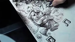 TMNT AA Quatro Bros Jam - Buster Moody Inking Comics