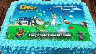 Photo Print Cake at Home | Easy Birthday Photo Cake at Home | How to Make Photo Cake