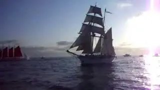 Cannon battle onboard Exy Johnson tall ship
