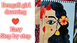 Bengali girl drawing ❤️ step by step 💙 @nabanitahaldar4512 #youtubeshorts #shorts #easy #drawing