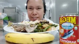 Prinitong isda + ginisang sitaw na may sardinas #ofwmukbang #smallyoutuber