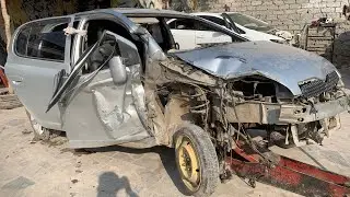 Most incredible Process Toyota Vitz Major Accident Amazing Repairing By The Auto Master Workshop👇