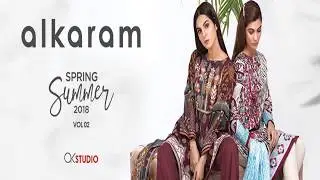 Latest Alkaram Studio 3 Pc Embroidered Lawn Spring Summer Vol 2 Collection 2018 For Women