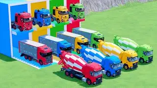 TRANSPORTING ALL COLORED MIXER TRUCK, DUMP TRUCK, DAF, MERCEDES, SCANIA WITH FLATBED TRAILER TRUCKS