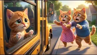 Ginger Kitten Got on the WRONG School Bus What Happened Next Shocked Mama and Papa Cat.
