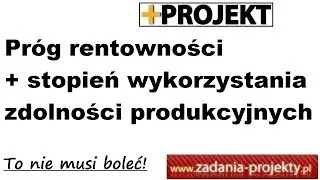 Próg rentowności - ilościowy i wartościowy i stopień wykorzystania zdolności produkcyjnych