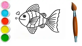 A cute Fish drawing for beginners | How to draw fish | Coloring &Painting | Toddlers | #fish |