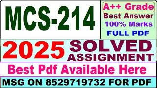 MCS 214 solved assignment 2025 || mcs 214 solved assignment 2024-25 in English || ignou mcs214 2025