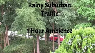 1 Hour of Rainy Suburban Traffic Ambience | Cars on Wet Road Sounds