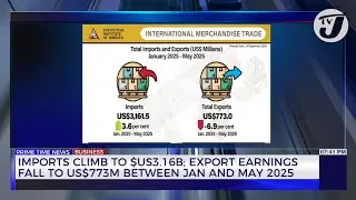 Imports Climb to $3.16B; Export Earnings Fall to US$773M Between Jan and May 2025 | TVJ Business Day