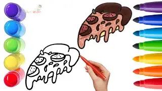 How To Draw cute Pizza Drawing, Painting & Coloring For Kids and Toddlers_ Child Art 🐋🌈🎨